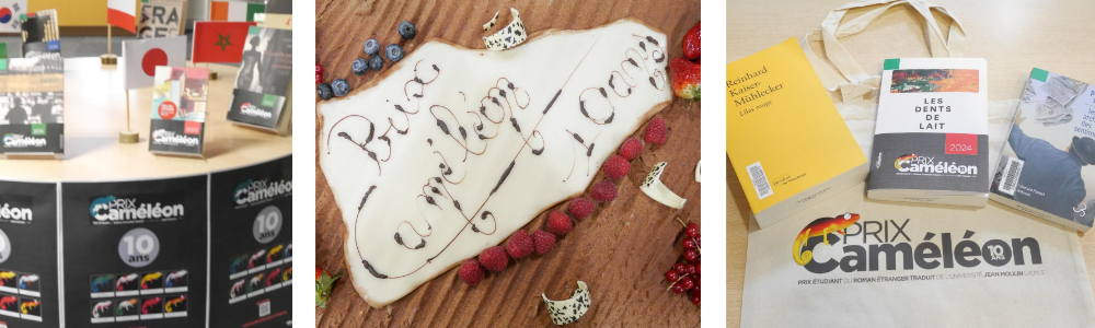cérémonie cloture prix caméléon gateau tables livres, sac